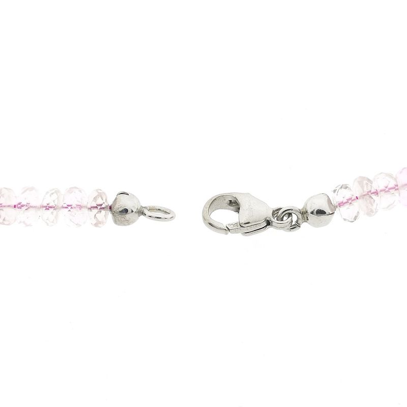 Image 8 of Rose quartz bead necklace with white gold clasp | 51 cm