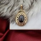 Image 2 of Gold vintage pendant with garnet stone | filigree