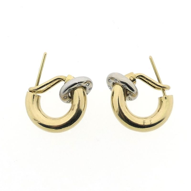 Image 5 of 18-karat two-tone gold earrings with 0.16 ct. diamonds