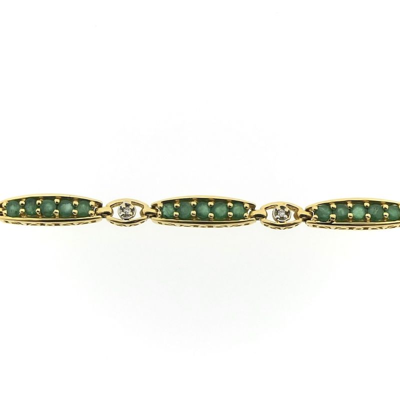 Image 4 of Gold bracelet with emerald and diamond; 0.04 ct. | 18.5 cm