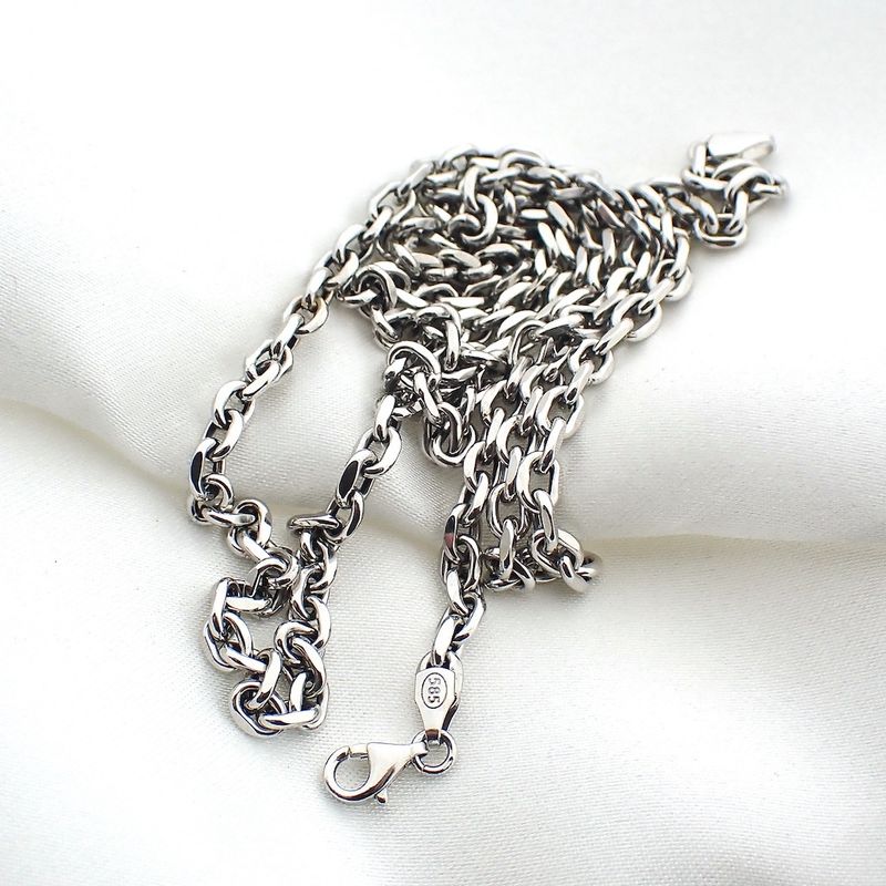 Image 2 of White gold anchor link chain | 66 cm