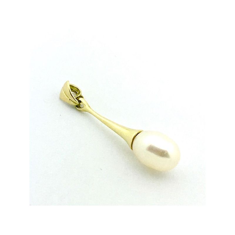 Image 1 of Gold solitaire pendant with a pearl