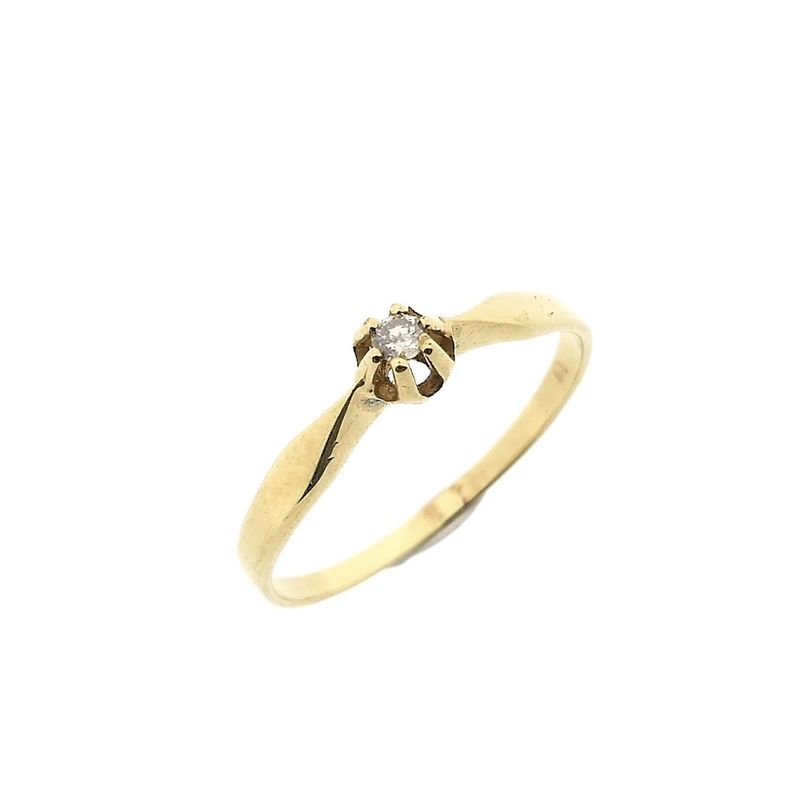 Image 1 of Gold solitaire ring with diamond; 0.04 ct.