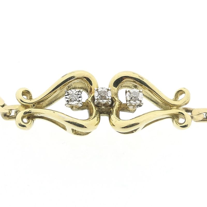 Image 3 of Gold fantasy link bracelet with diamond; 0.03 ct. | 17.5 cm