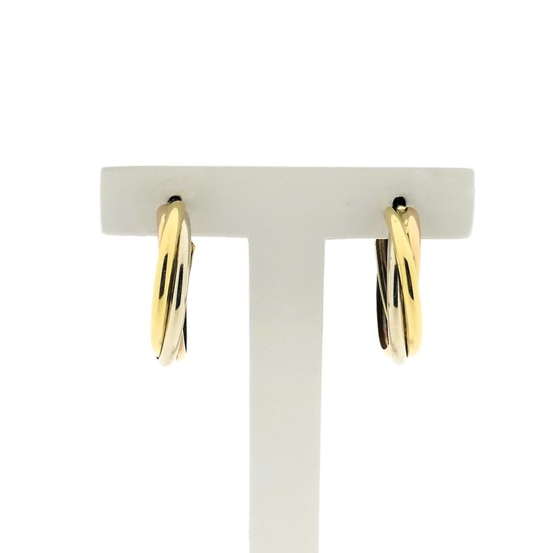 Image 1 of Tricolor gold twisted earrings