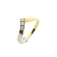 Bicolor Gold V-Shaped Ring with Diamonds; 0.105 ct.
