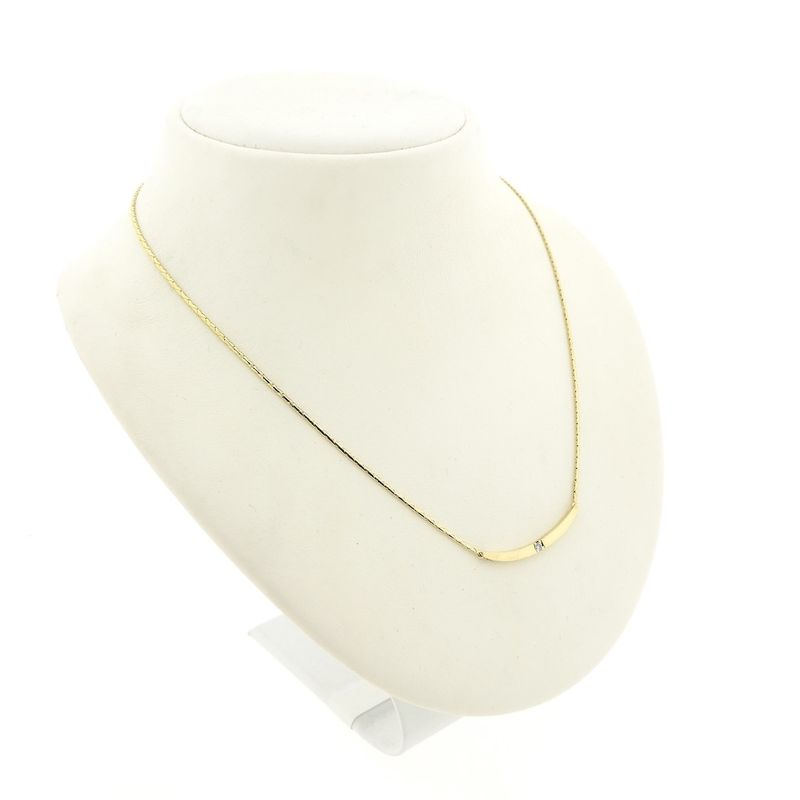 Image 3 of Gold cobra link necklace with 0.03 ct. diamond | 42.5 cm