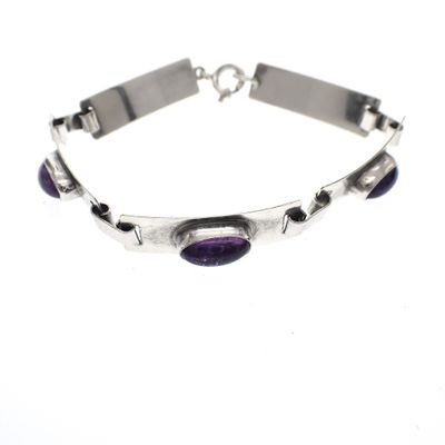 Image 1 of Silver bracelet with amethyst | 18.5 cm