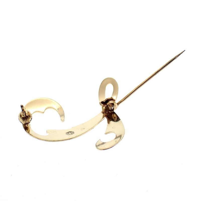 Image 4 of Gold letter brooch; letter T