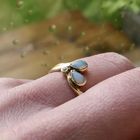 Image 7 of Gold ring with white opal and zirconia