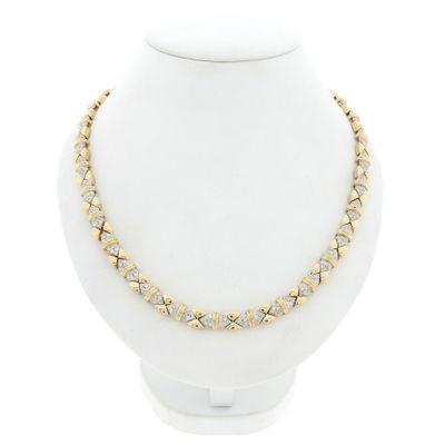 Image 1 of Solid gold necklace with diamonds; Approx. 7.68 ct.