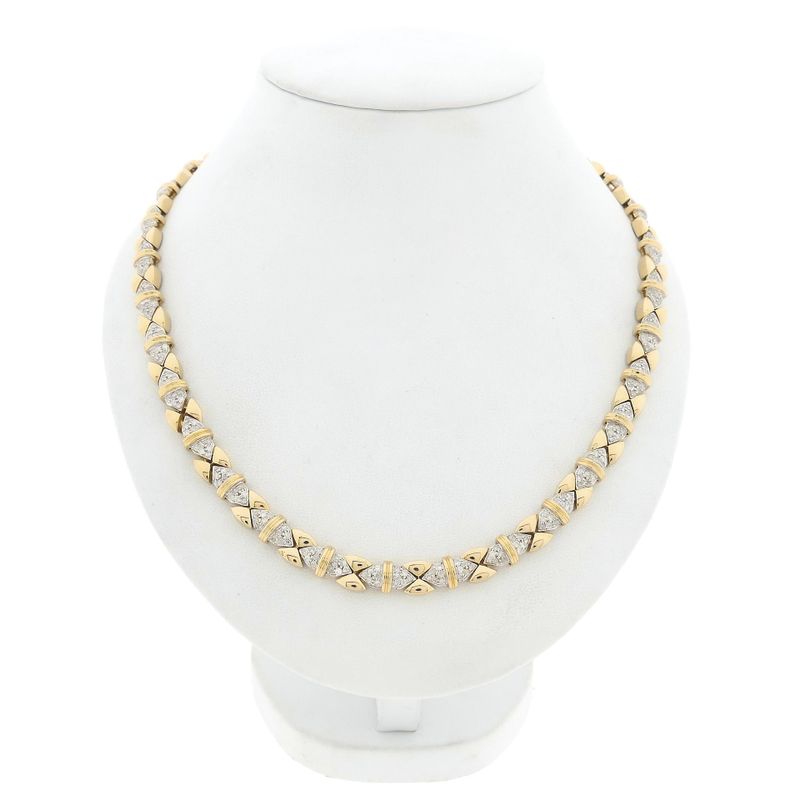 Image 1 of Solid gold necklace with diamonds; Approx. 7.68 ct.