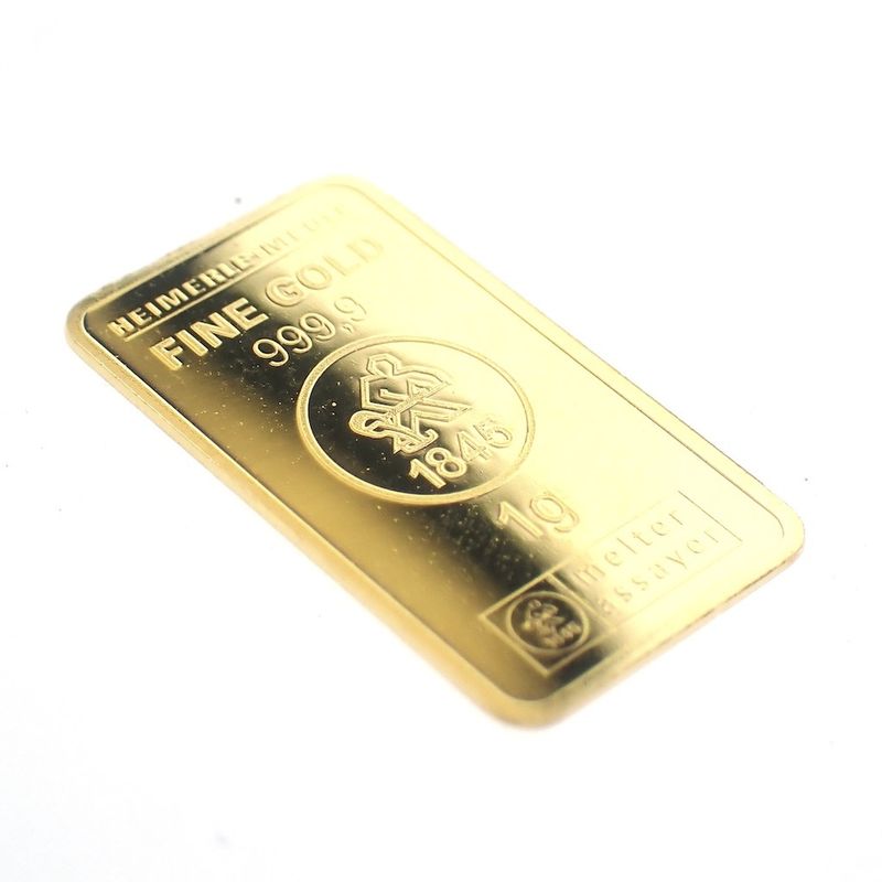 Image 6 of Gold bar of 1 gram 999.9 pure gold; Heimerle + Meule