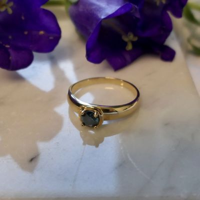 Gold solitaire ring with blue diamond | 0.50 ct. Image 2 of Gold solitaire ring with blue diamond | 0.50 ct.