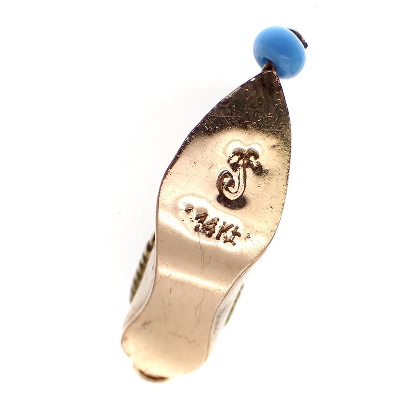 Image 4 of Gold pendant of a mule with turquoise