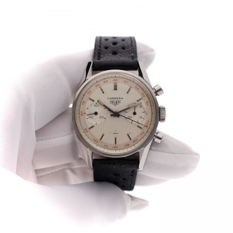Image 9 of Heuer Carrera 'Red Tachymeter' 3647t; Vintage Watch
