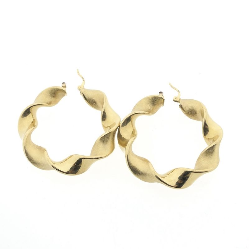 Image 6 of Gold spiral hoop earrings; Ø 45 mm