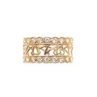 Image 3 of 21 carat gold wide ring set with zirconia