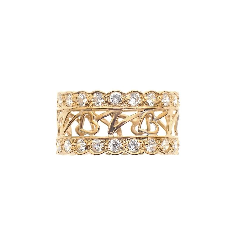 Image 3 of 21 carat gold wide ring set with zirconia