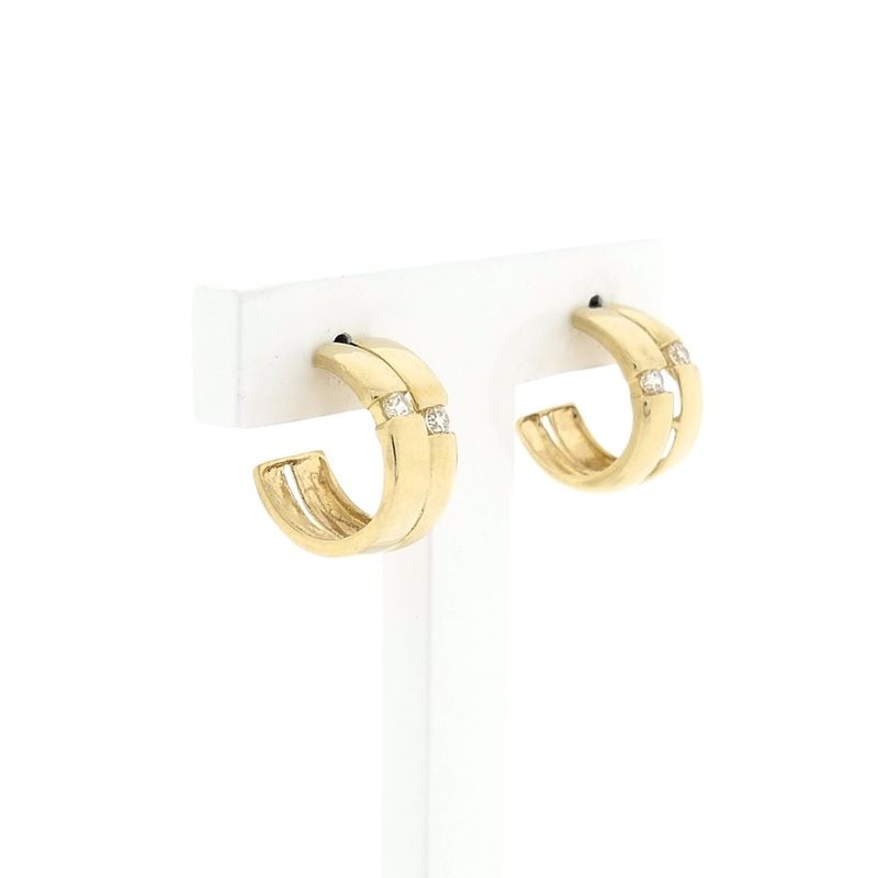 Image 3 of Gold semicircular earrings with zirconia