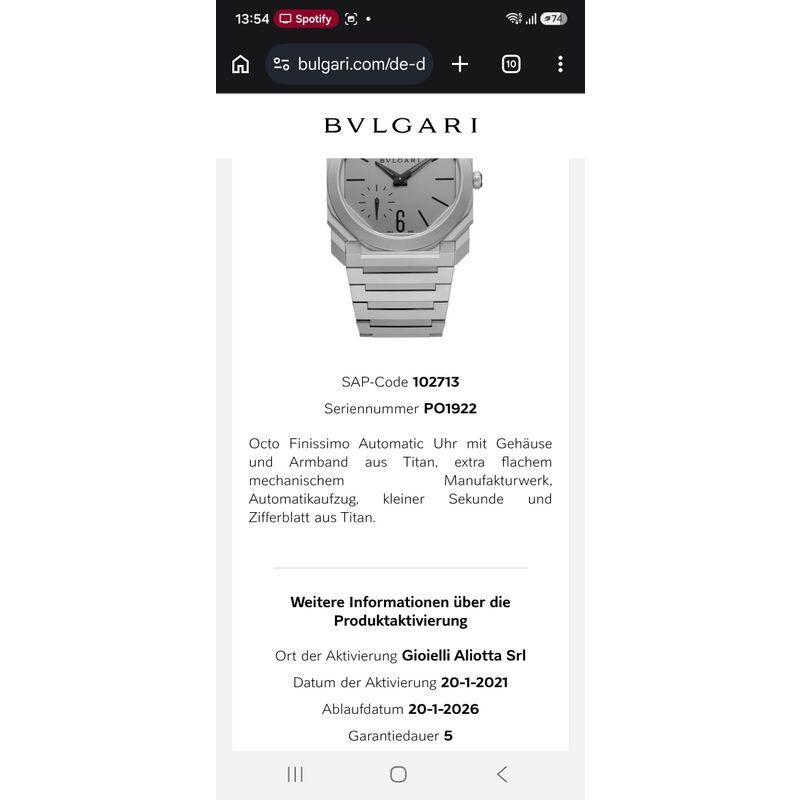 Afbeelding 16 van Bvlgari Octo Finissimo 40mm 102713; (Ultra Plat) Automatisch Heren Horloge