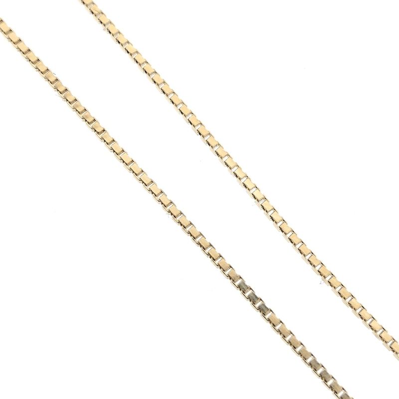 Image 3 of Gold necklace with a fixed tricolor pendant and zirconia.