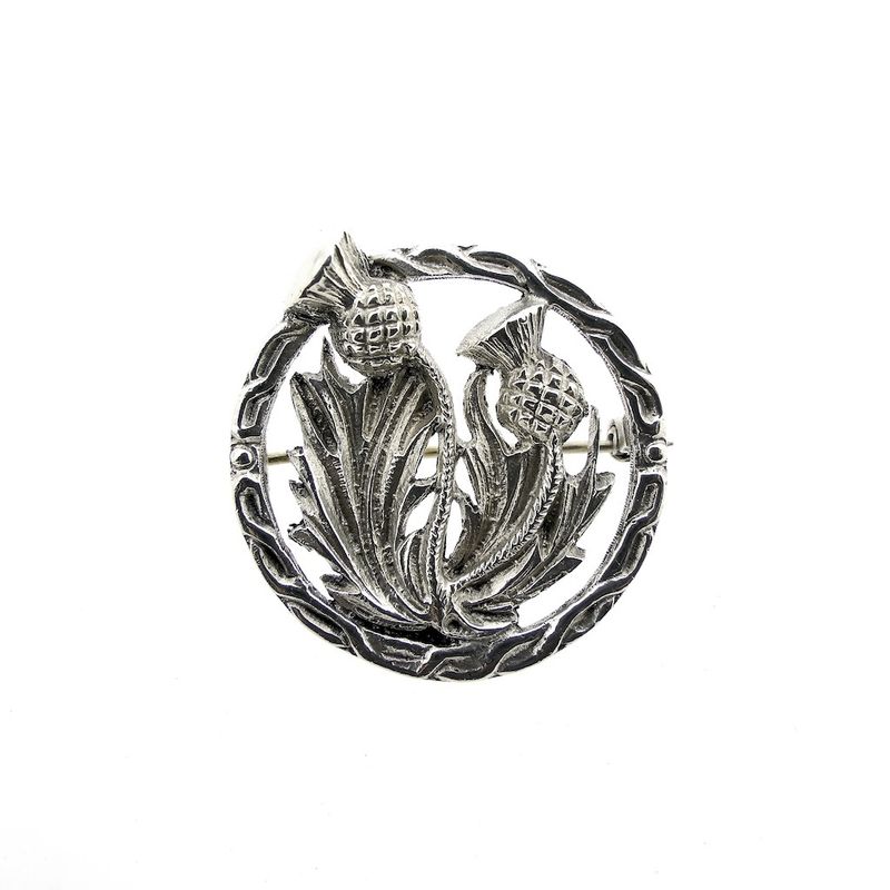 Image 1 of Silver brooch of thistles