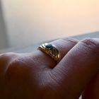 Image 10 of Gold Ring with Emerald & Zirconia; 14 Karat; Size 19