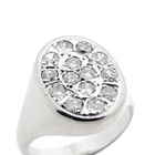 Image 3 of White gold oval signet ring with diamonds 0.86 ct.