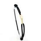 Image 3 of Forever Knots® Handmade Black Satin Bracelet with Gold Link
