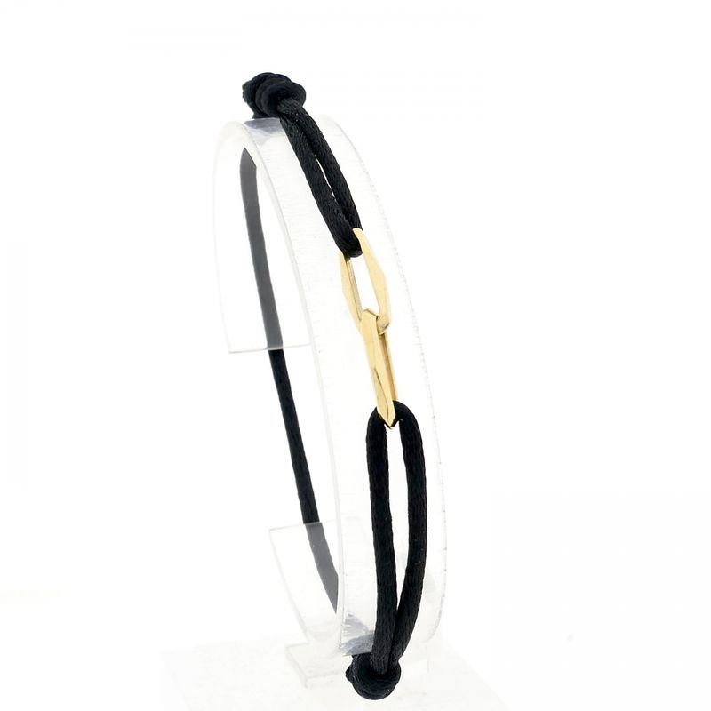 Image 3 of Forever Knots® Handmade Black Satin Bracelet with Gold Link