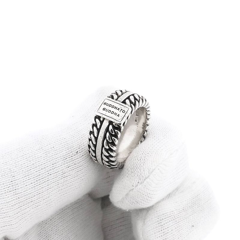 Afbeelding 9 van Zilveren Buddha to Buddha Chain Textuur Ring