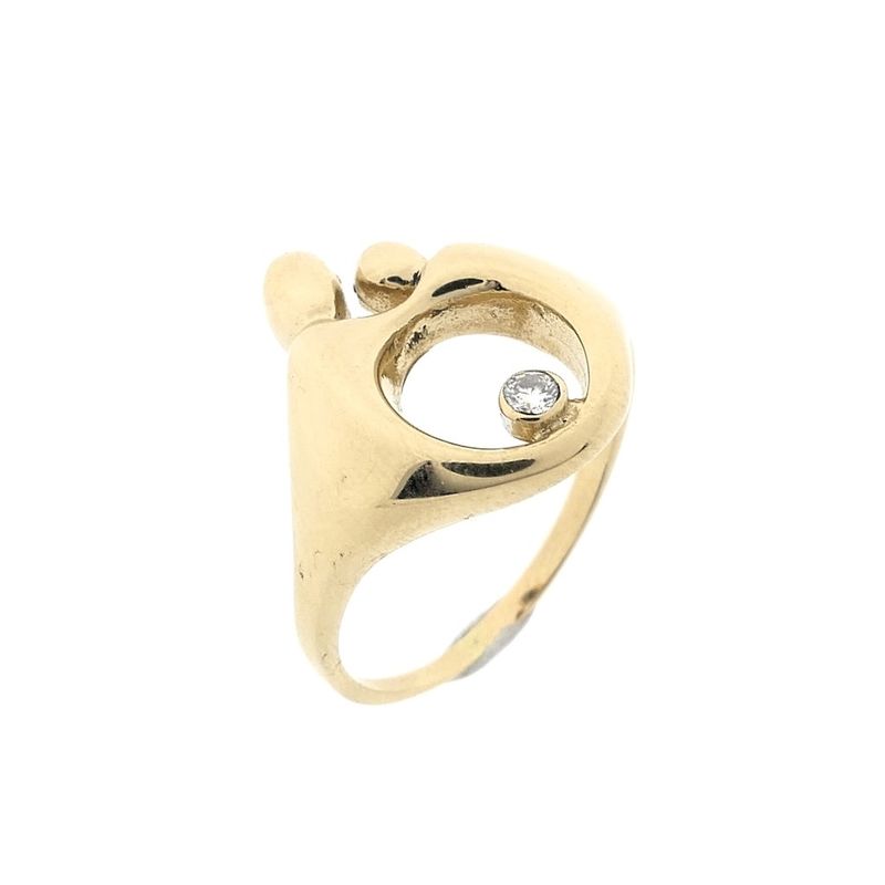 Image 1 of Gold mother-child ring with diamond; 0.06 ct.