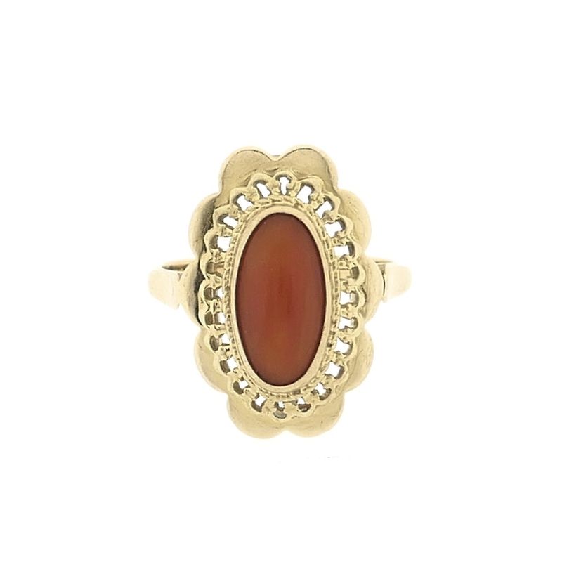 Image 2 of Vintage gold ring with red coral