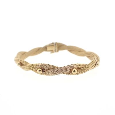 Image 1 of Vintage gold braided foxtail link bracelet