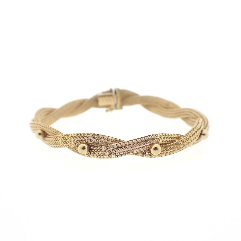 Image 1 of Vintage gold braided foxtail link bracelet