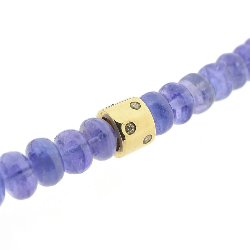 Image 4 of Gold tanzanite bead necklace with diamond; 0.12 ct. | 45 cm