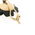 Image 4 of Gold flower brooch with onyx and diamond | 0.60 ct.