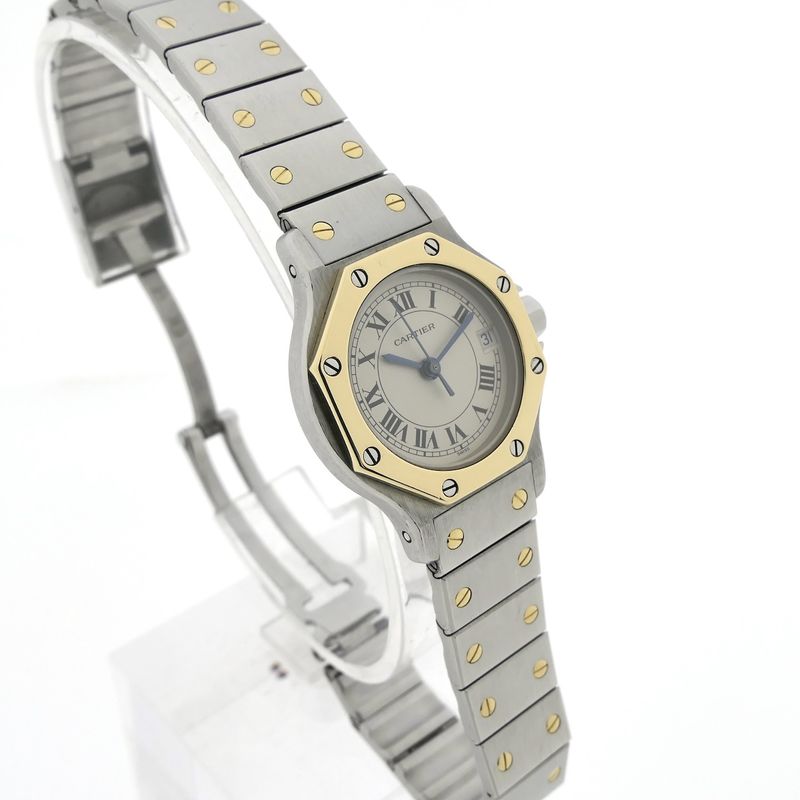 Image 3 of Cartier Santos Octagon 187903; Women's watch in 18k gold and steel