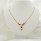 Image 4 of Two-tone gold necklace with ruby ​​and diamond 0.045 ct. | 43.5 cm
