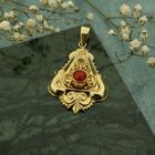 Image 2 of Antique gold pendant with blood coral.