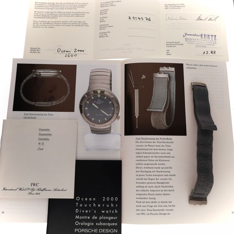 Afbeelding 2 van IWC Porsche Design Ocean 2000 IW3500; Vintage Heren Horloge (Full-Set 1988)