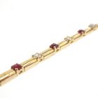 Image 5 of 18K Exclusive gold bracelet with diamond and ruby; Vintage | 19.5 cm