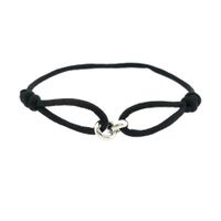 Forever Knots® Handmade Black Satin Bracelet with Silver Link