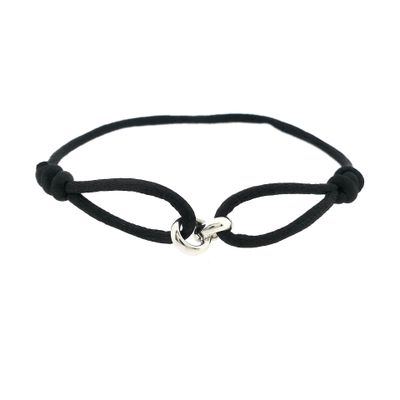 Image 1 of Forever Knots® Handmade Black Satin Bracelet with Silver Link