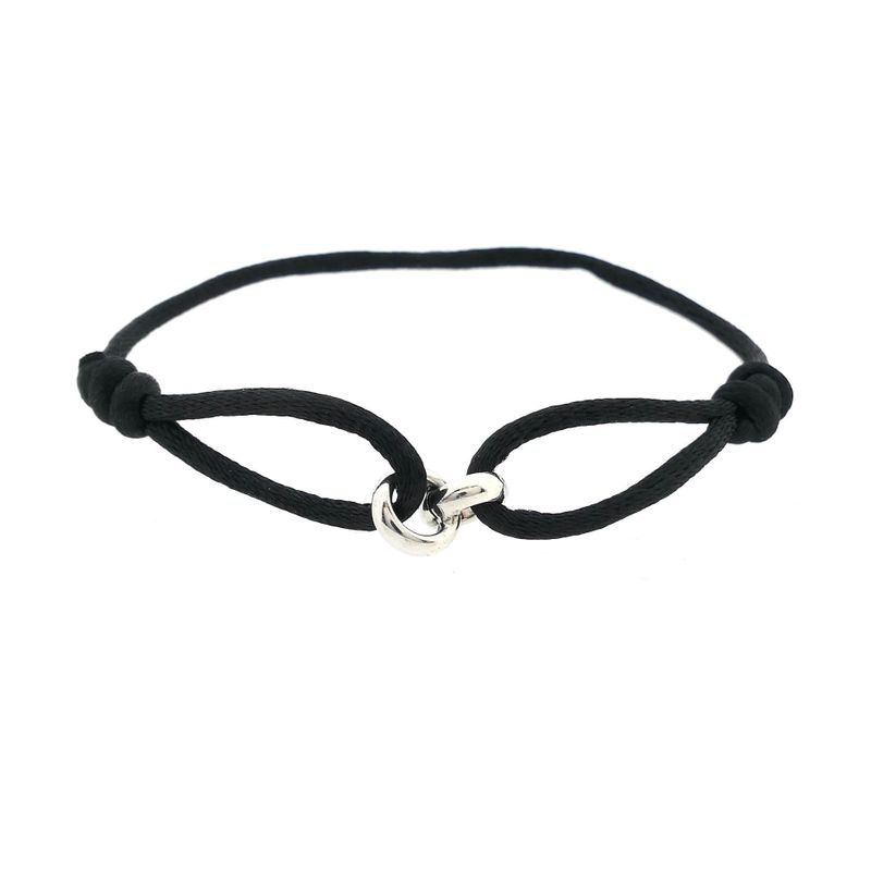 Image 1 of Forever Knots® Handmade Black Satin Bracelet with Silver Link