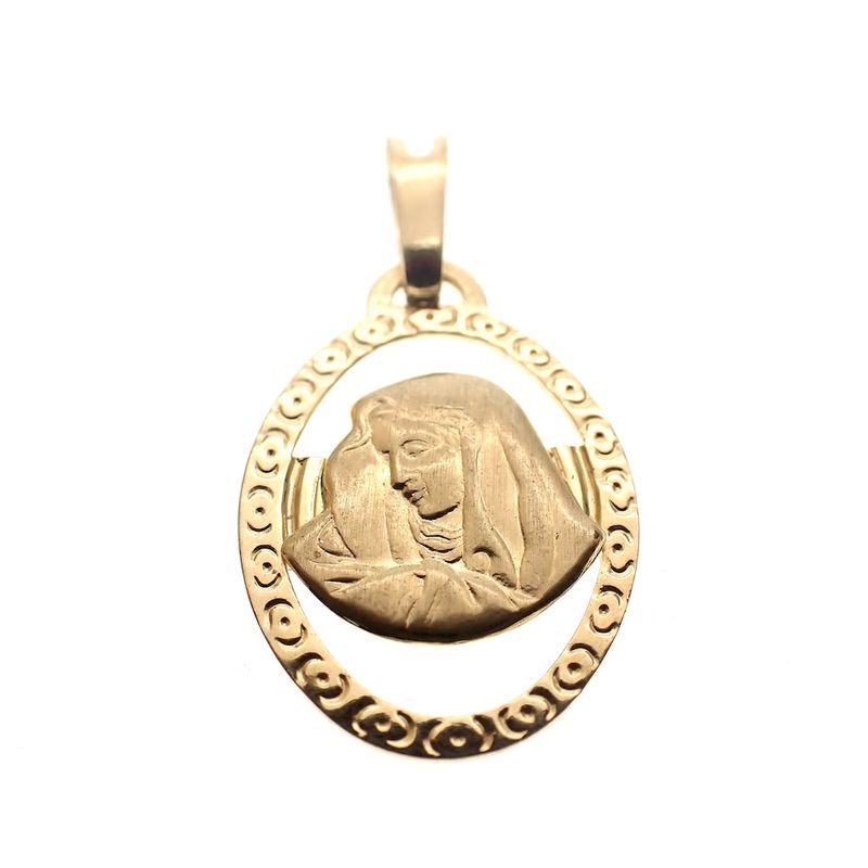Image 3 of 18 carat gold oval pendant of Mary