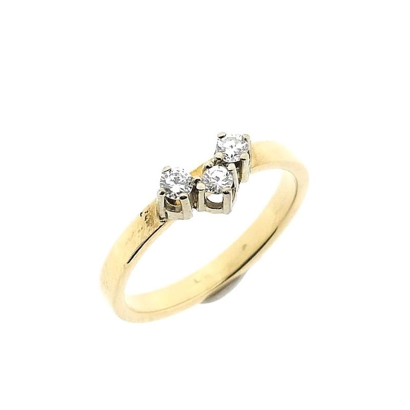 Image 1 of Gold ring with diamonds; 0.12 ct.