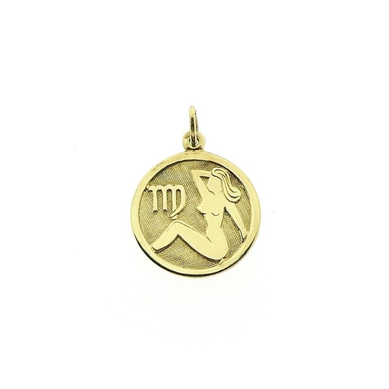Image 1 of Gold zodiac sign pendant; Virgo