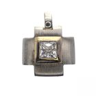 Image 1 of Silver bicolor matte pendant with zirconia